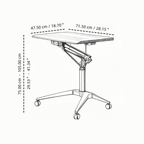 Mobile ergonomic standing desk with premium aluminium alloy frame and warm wood finish