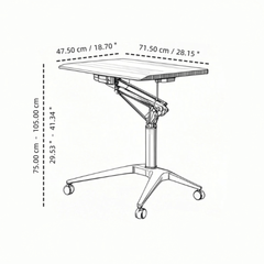 Ergonomic & Mobile Standing Desk - Premium Aluminium Alloy with Warm Wood Finish