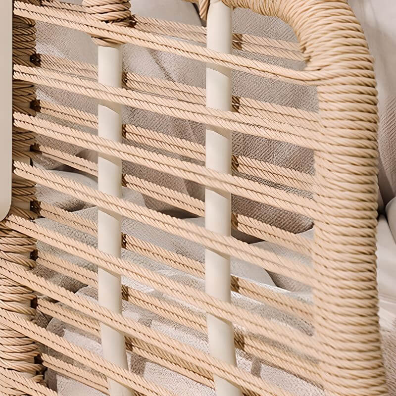 Tropical cocoa and cream upholstered porch swing with alloy frame, stand, and chain included