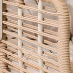 Tropical cocoa and cream upholstered porch swing with alloy frame, stand, and chain included