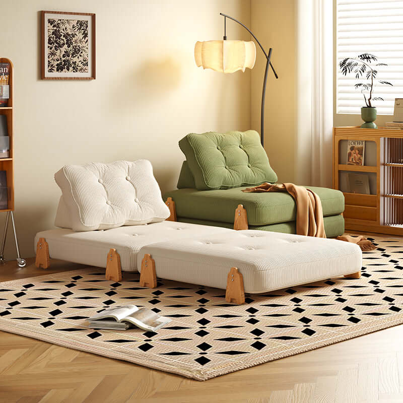 Modular floor sofa bed that folds, convertible for sitting or sleeping comfortably