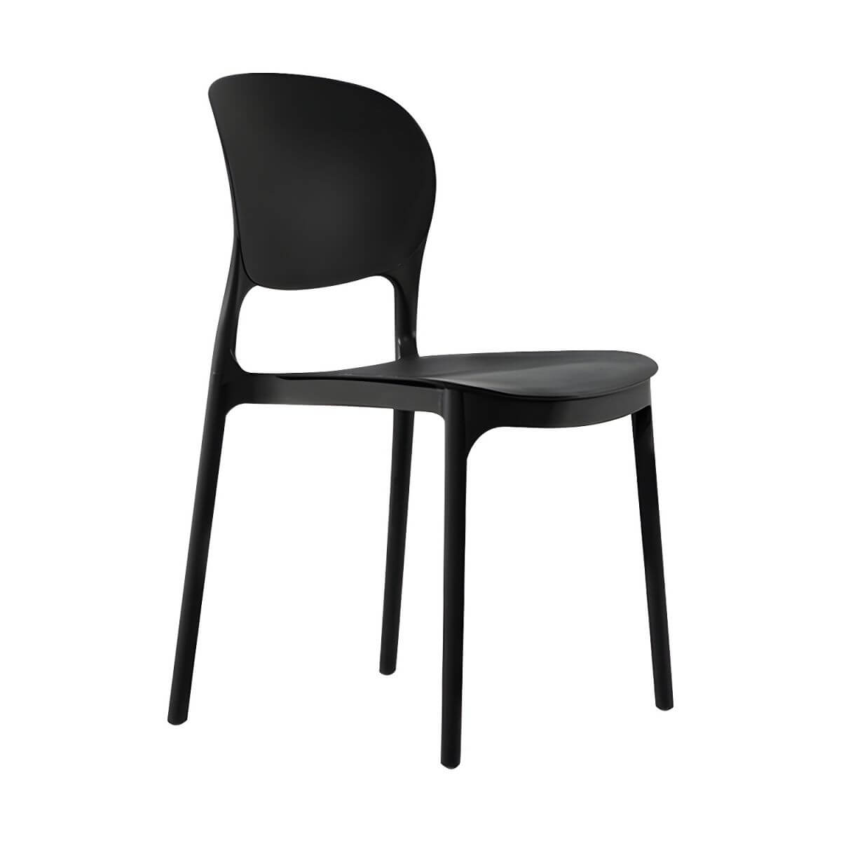 Stackable modern side chair with low back made of plastic and acrylic, perfect for contemporary dining