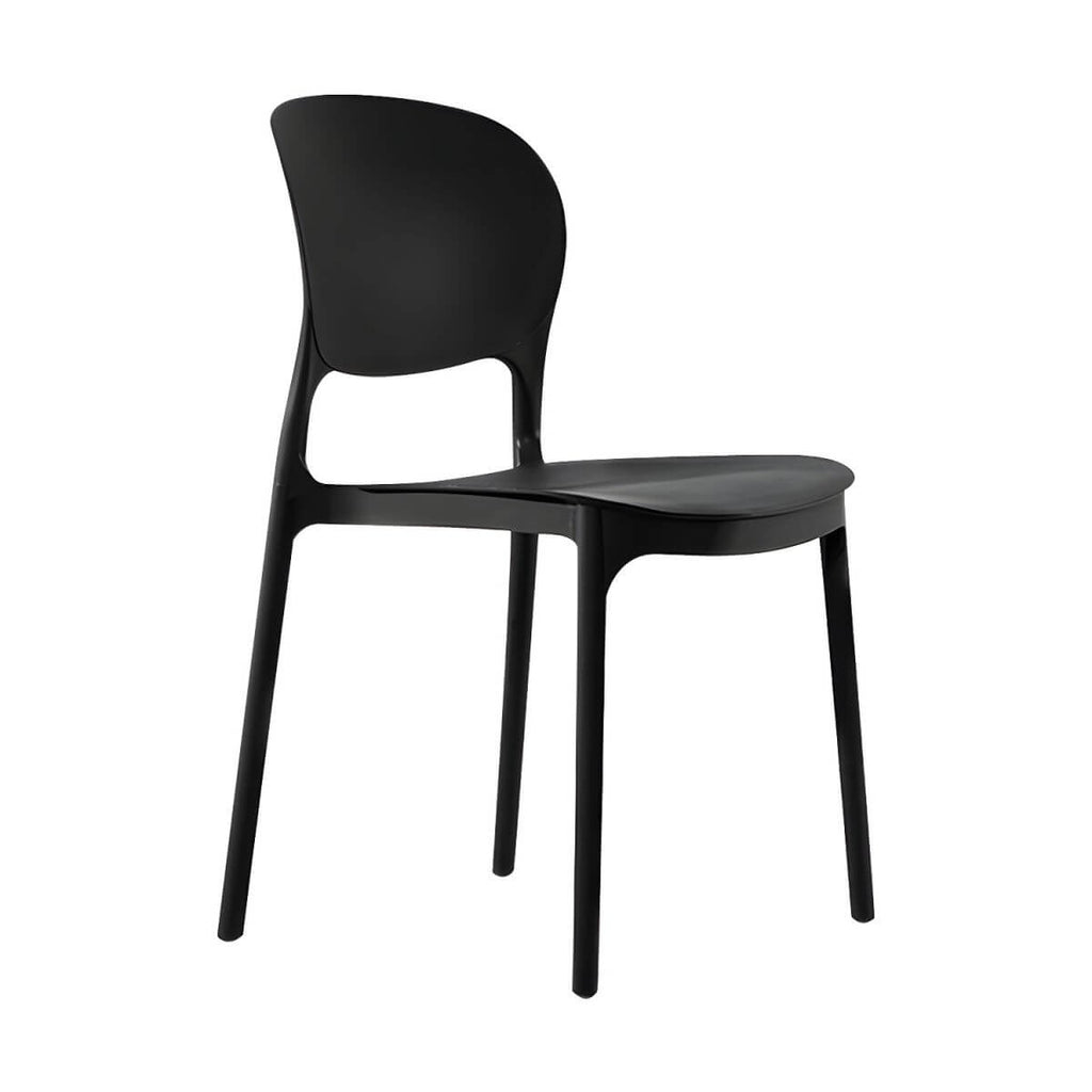 Stackable modern side chair with low back made of plastic and acrylic, perfect for contemporary dining