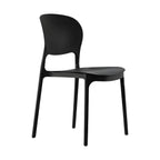 Stackable modern side chair with low back made of plastic and acrylic, perfect for contemporary dining