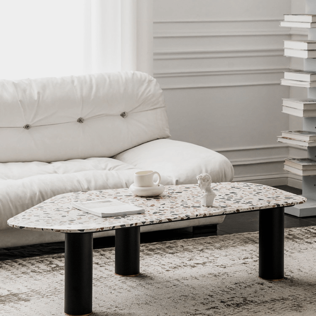 Terrazzo coffee table with contemporary design, perfect for small homes and chic office spaces