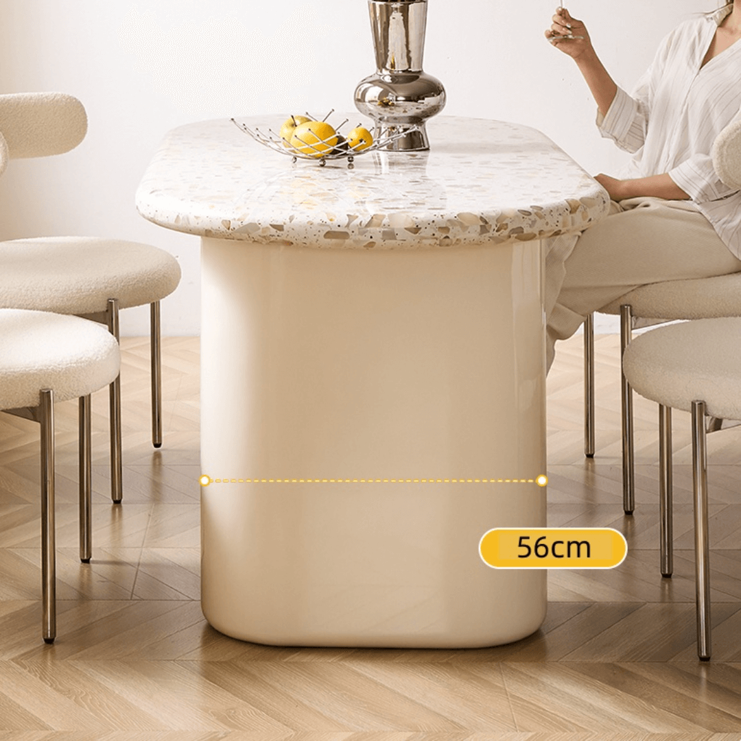 Terrazzo dining table combining premium quality with safety and stylish design