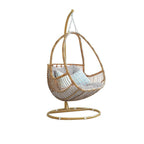 Metal stand porch swing with tropical unfinished color, pads, and chain for two swings