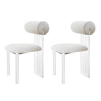 Contemporary upholstered dining chair with clear acrylic frame for kitchen seating