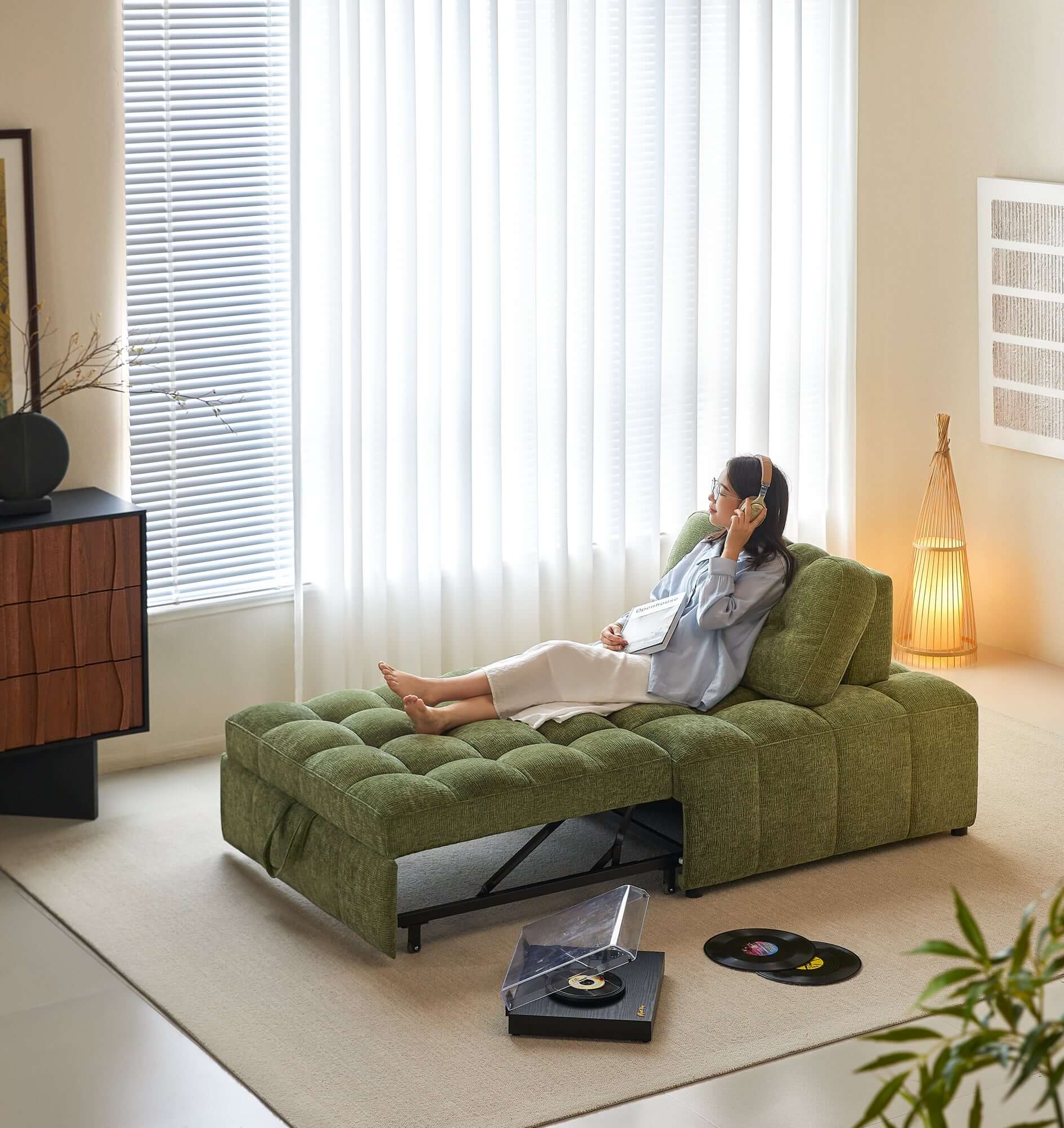 Cocochairs Modern Chenille Pull-Out Single Sofa Bed – Space-Saving Lounge & Guest Sleeper