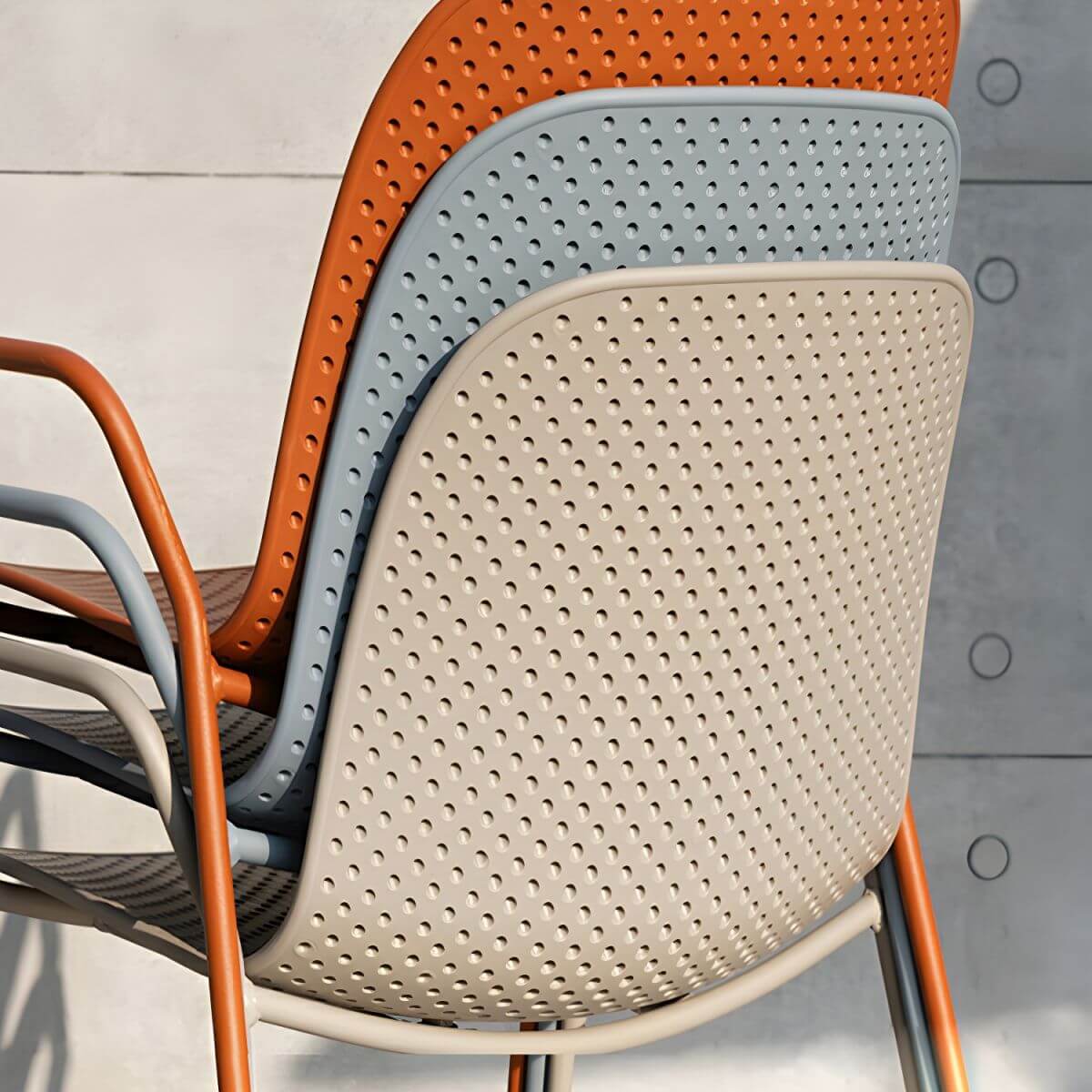 Scandinavian stackable kitchen chair with plastic and acrylic seat and metal legs