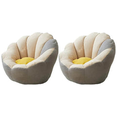 Minimalist Solid Color Lemon Color Cotton Blend Papasan Chair with Slipcover and Sewn Pillow Back Accent Chairs