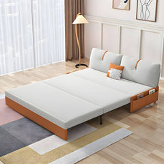 Modern Orange Polyester Blend Sleeper Sofa with Steel Frame and Casters Futons