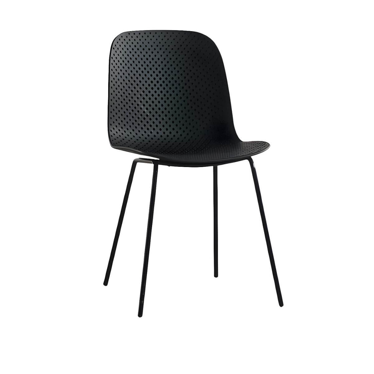 Scandinavian stackable kitchen chair with plastic and acrylic seat and metal legs