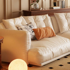 Leather Curved Couch French Vintage Luxury Corner Sofa