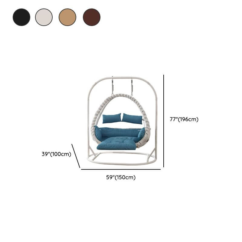 Cocoa metal 2-seater porch swing egg chair with stand, cushions, and wear-resistant design