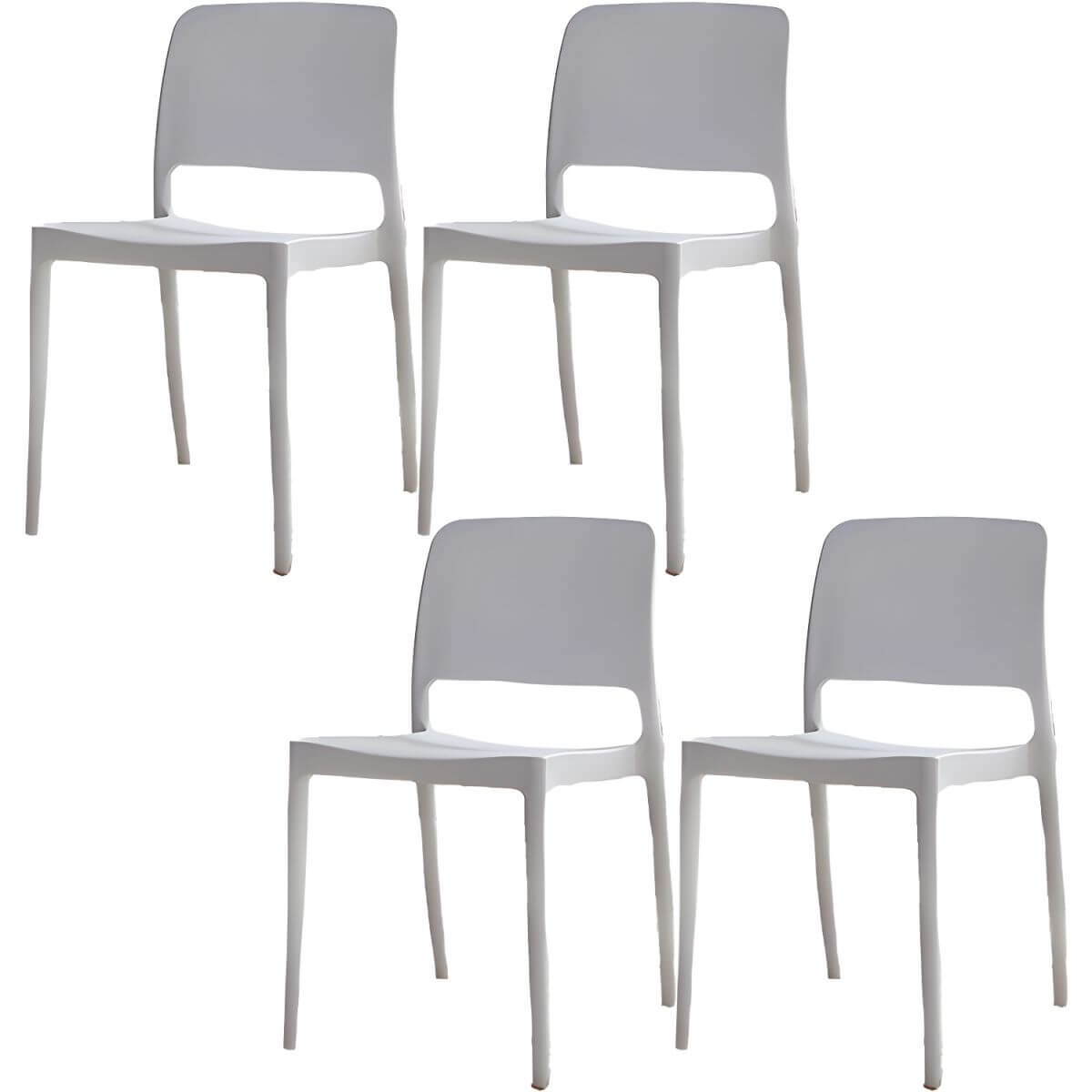 Scandinavian plastic and acrylic dining chair with low backrest and armless design