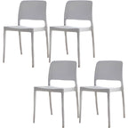 Scandinavian plastic and acrylic dining chair with low backrest and armless design