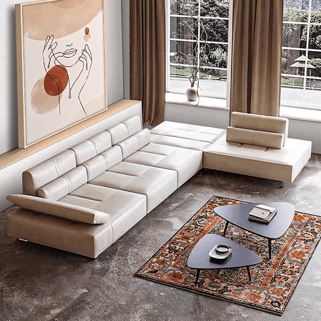 Cream white ergonomic sofa with transformable comfort and contemporary design