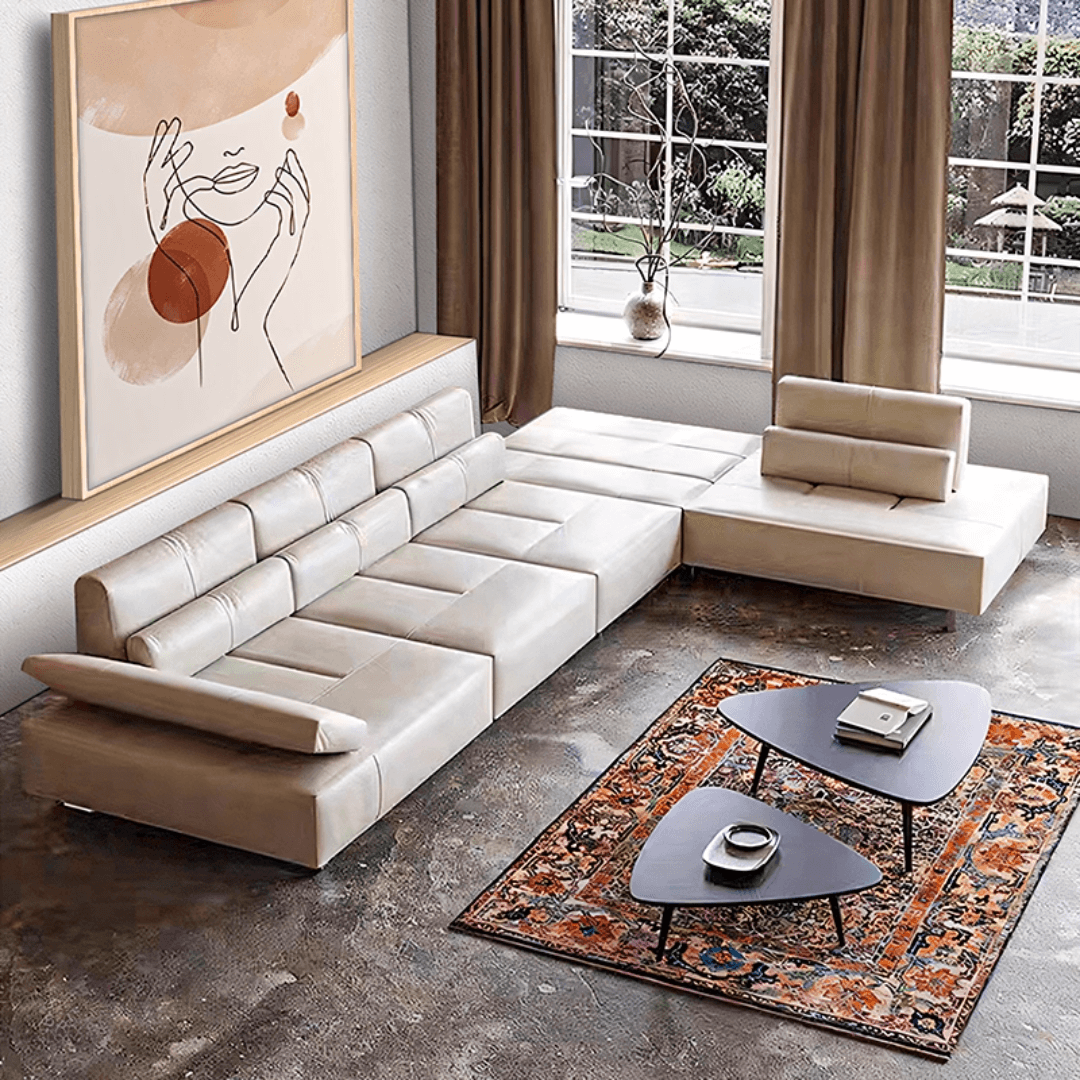 Cream white ergonomic sofa with transformable comfort and contemporary design