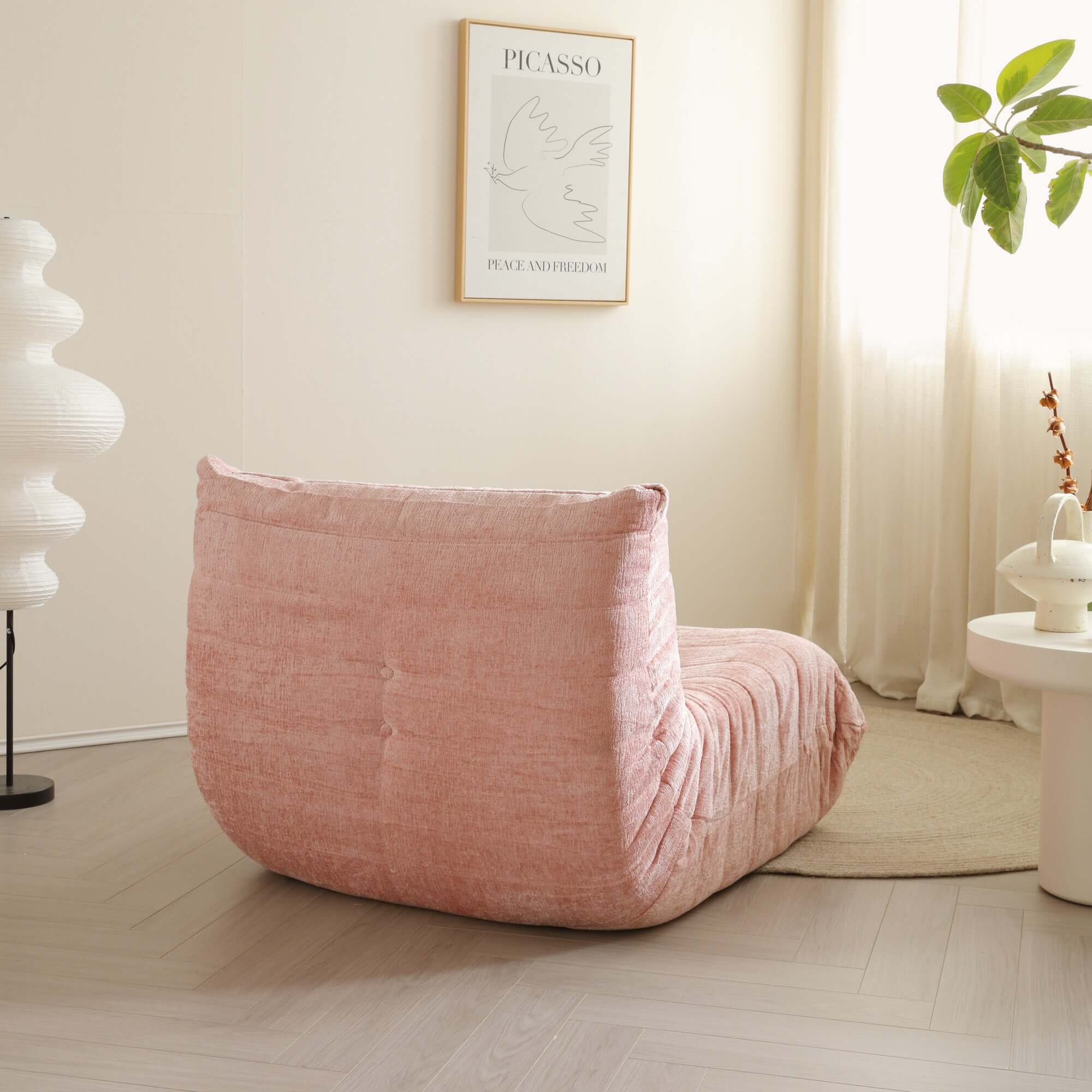 Comfortable lazy compressed foam floor couch shaped like a caterpillar, perfect as a Togo sofa chair