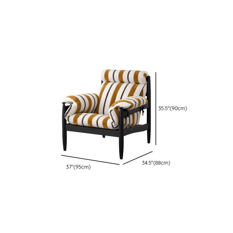 Accent arm chair with fixed back and armrest, available in solid color, striped, and floral patterns