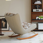Elegant Grey Art Deco Fabric Upholstered Rocking Armchair with Rear Back