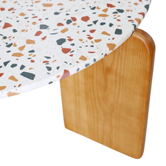 Nordic-Inspired Terrazzo Coffee Table - Unique Round Design with Quality Wooden Legs