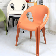 Stackable Modern Arm Chair with Open Back in Plastic & Acrylic Dining Chairs