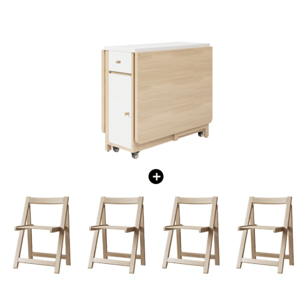 Expandable modern minimalist dining table set with chairs for stylish, space-saving meals