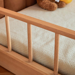 Lit château extensible en bois massif pour enfants avec baldaquin – Lit pour tout-petits à jumeaux de style tente avec tête de lit rembourrée