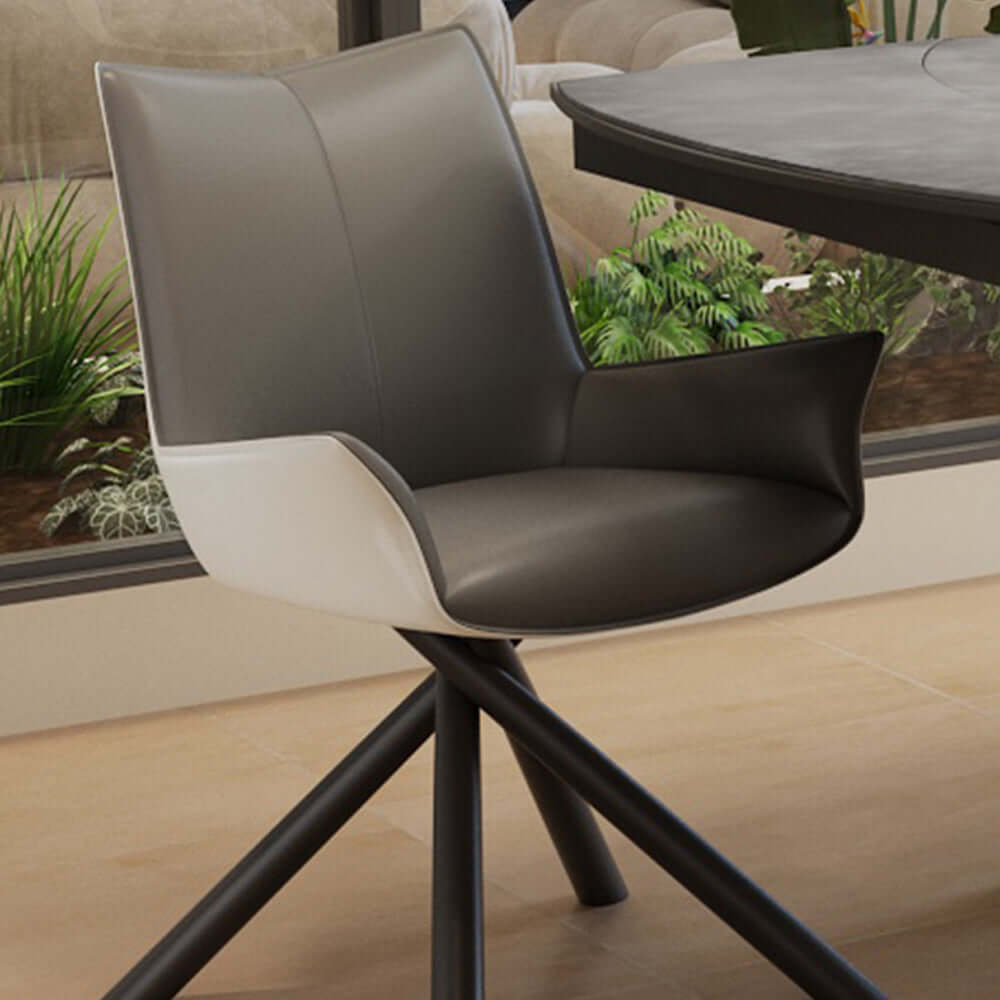 Set of 2 modern upholstered dining chairs with faux leather seats for stylish comfort