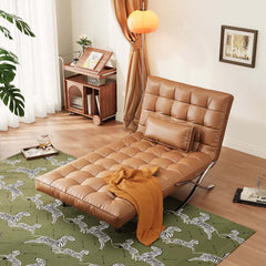 Retro Leather Lazy Barcelona Sofa Chair with Metal Leg