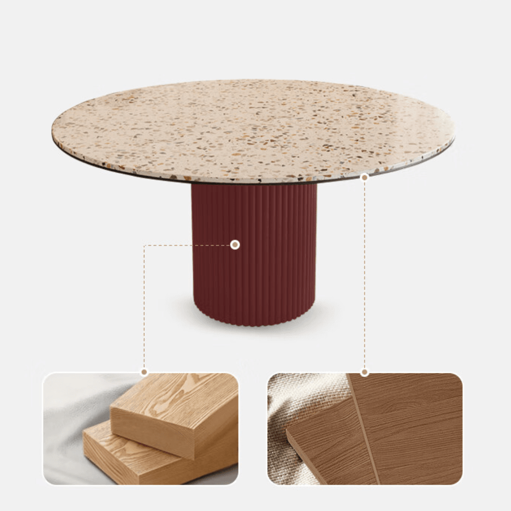 Round terrazzo dining table with durable design, perfect for home gatherings