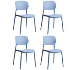 Stackable Scandinavian style plastic and acrylic side chair with low back for dining