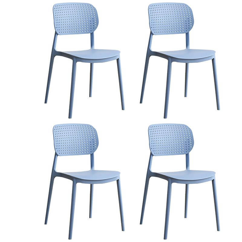 Stackable Scandinavian style plastic and acrylic side chair with low back for dining