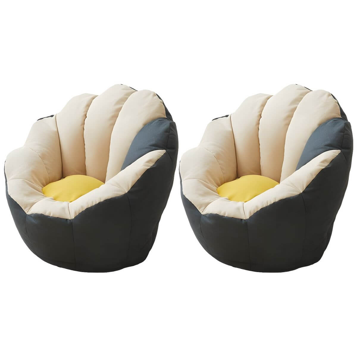Lemon color cotton blend Papasan chair with slipcover and sewn pillow back accent