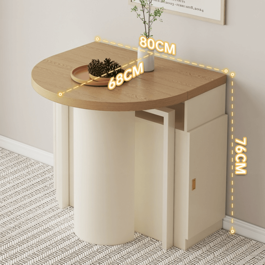 Expandable modern minimalist dining table and chair set perfect for small spaces