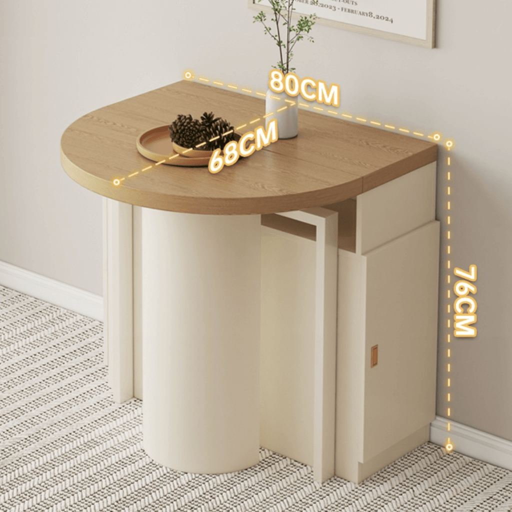 Expandable modern minimalist dining table and chair set perfect for small spaces