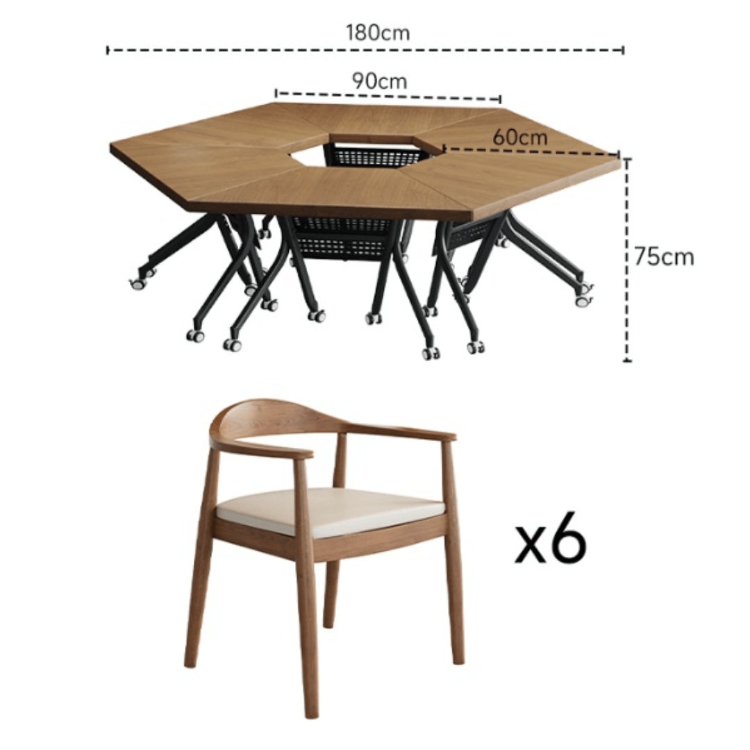Portable conference table with 360-degree silent wheels for dynamic work environments