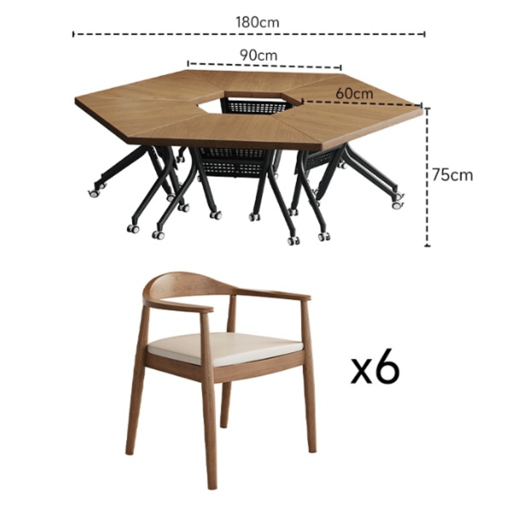 Portable conference table with 360-degree silent wheels for dynamic work environments