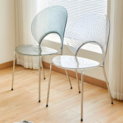 Scandinavian Style Stackable Armless Side Chair in Plastic & Acrylic Dining Chairs