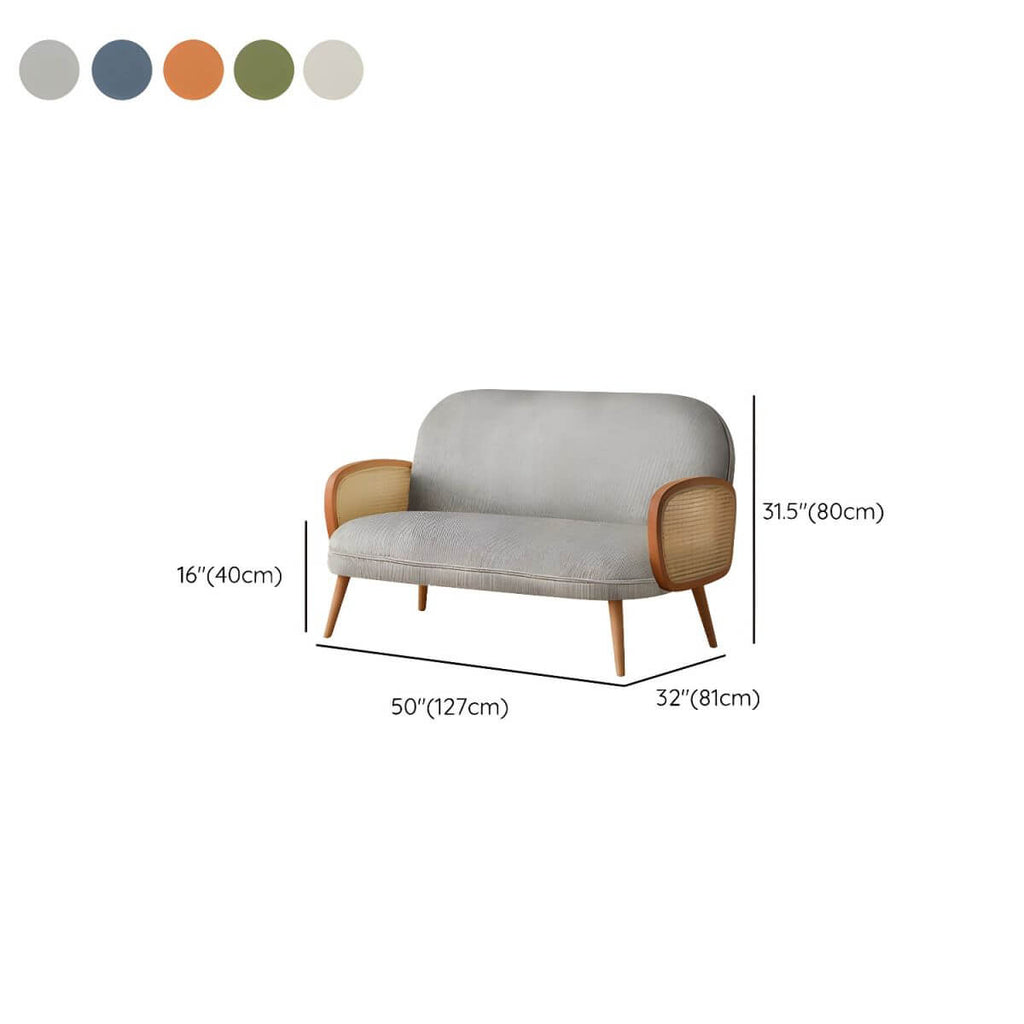 Contemporary wooden sofa with stain-resistant polyester upholstery for living room