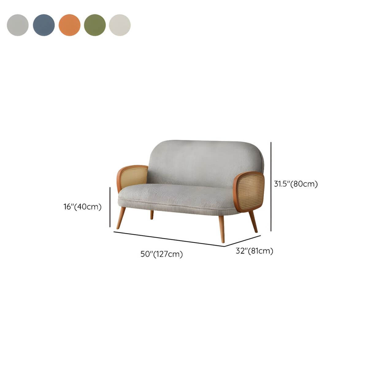 Contemporary wooden sofa with stain-resistant polyester upholstery for living room