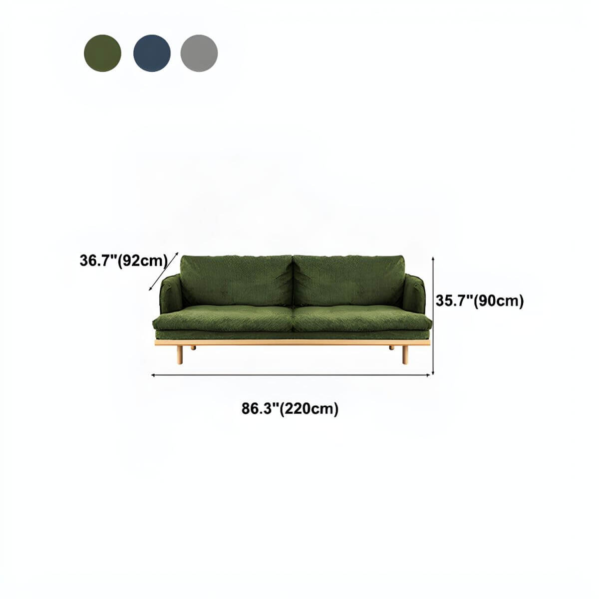 Modern polyester sofa settee with recessed arms and tight back, ideal for living room seating