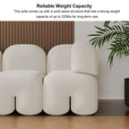 Modern white upholstered velvet floor couch, 4-seater sofa for living room seating