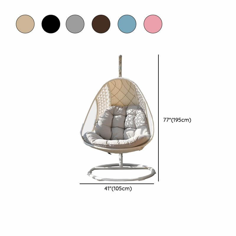 Ivory and dove grey porch swing with alloy stand and comfortable pads