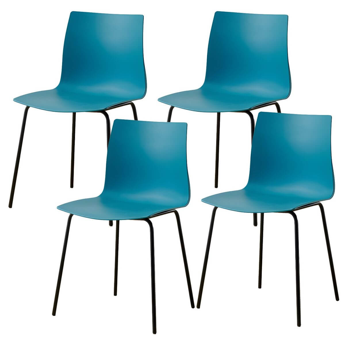 Modern plastic and acrylic side chair with metal legs, ideal for kitchen and dining rooms