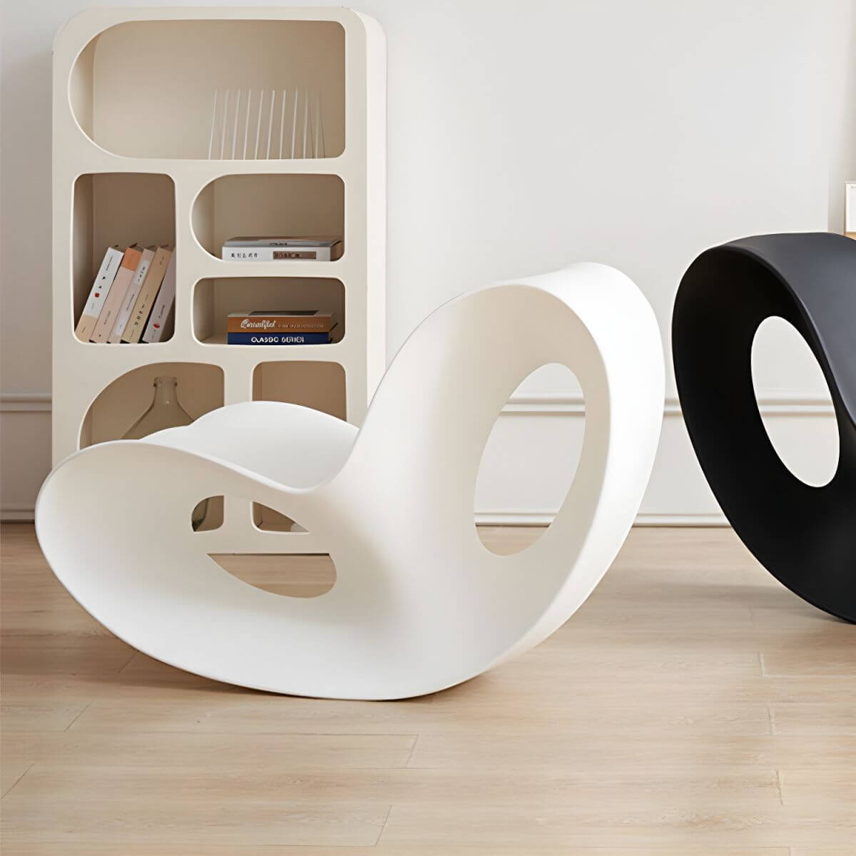 Acrylic contemporary indoor rocking chair without armrest in solid color