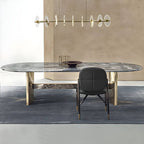 Oval marble dining table with traditional luxury design for home dining rooms