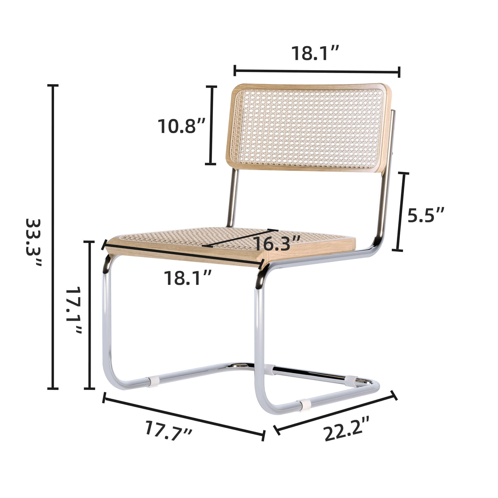 Set of 2 rattan dining side chairs with stainless steel base for modern dining rooms
